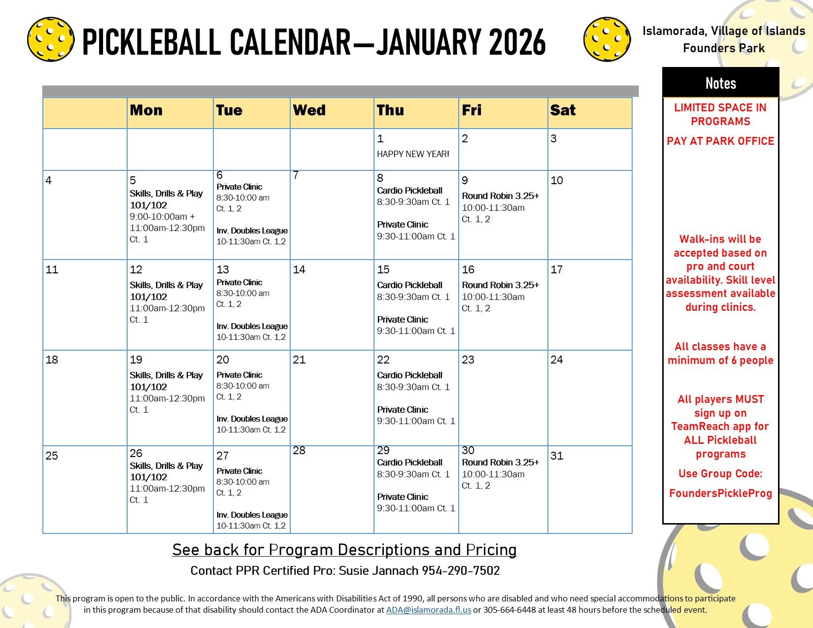 PickleballCalendar2026 January
