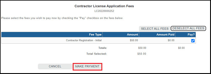 Contractor Reg Make Payment 8