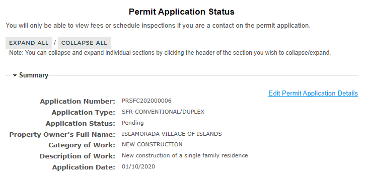 Step 14 Permit Application Summary