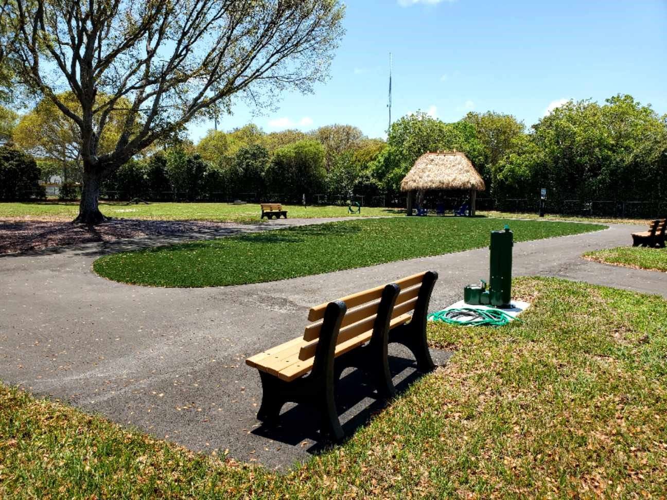 Large Dog Park Bench and Turf