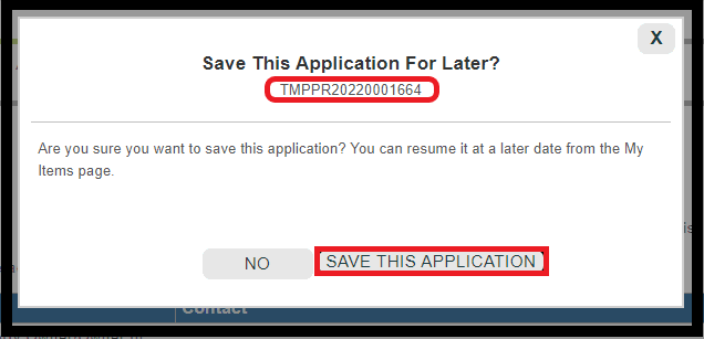 Save Application For Later