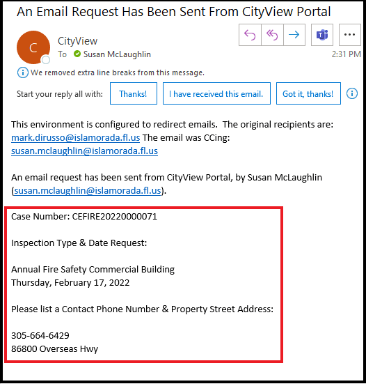 Email to Inspector 5