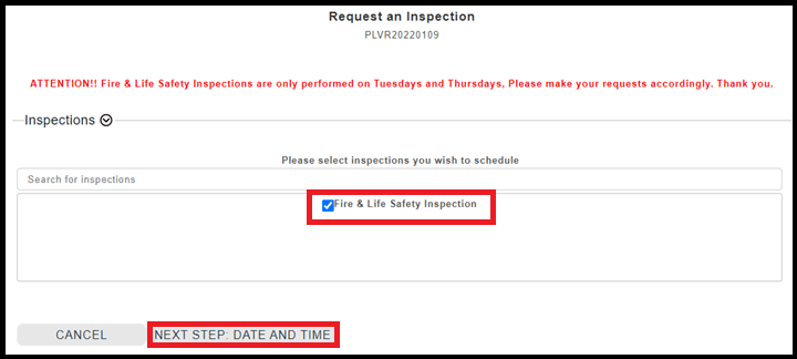 3 Select Inspection Type