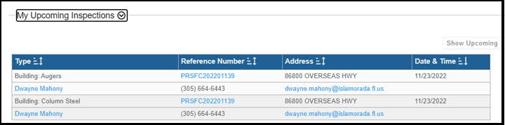 Upcoming Inspections 8